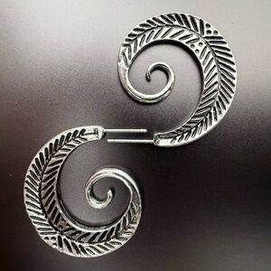 Silver Spiral Leaf Earrings